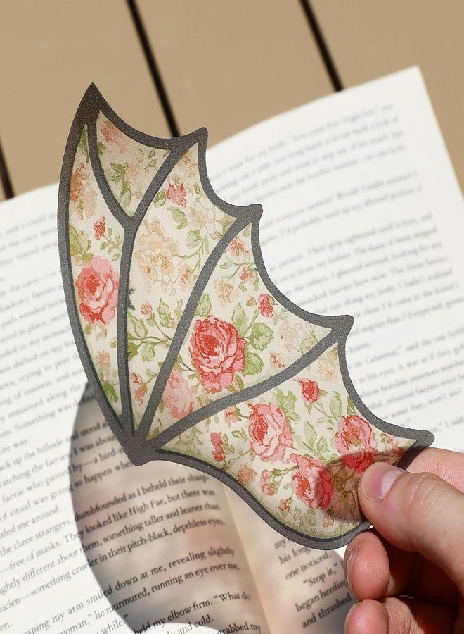 إيه أس في بي شوب مجموعة من 4 فواصل كتب شفافة - زهور - خفاش - جناح تنين - نمط قوطي - أسلوب أكاديمي داكن - هدية لمحبي الكتب - عمل فني يدوي - Image 3
