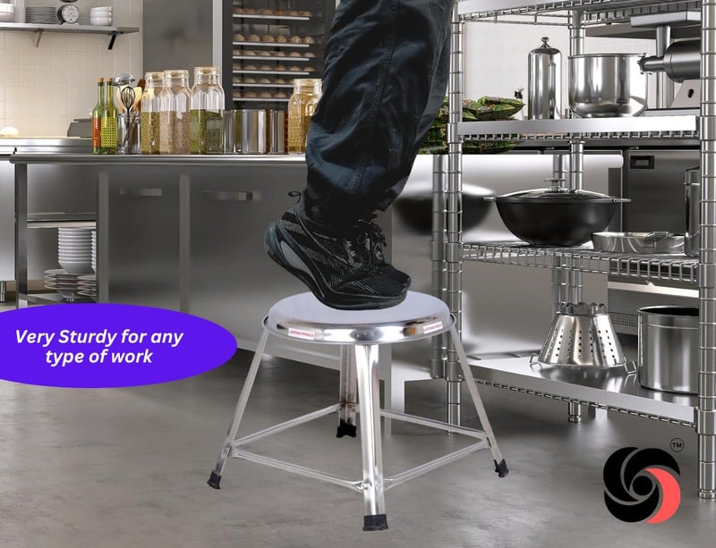 Lifetime Stools Lifetime Stools 12 Inch Stainless Steel Stool For Sitting Round Shape HomeDoctorMedical StoolSalon StoolWarehouse StoolGarage StoolMultipurpose Stool Pack Of 5 Combo Silver  - Image 4
