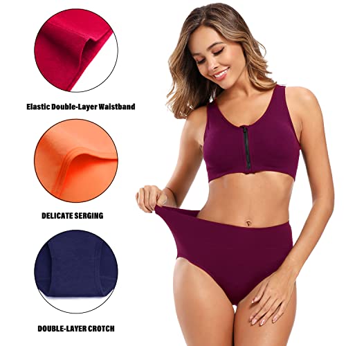 Molasus Women's Soft Cotton Underwear Briefs High Waisted Postpartum Panties Ladies Full Coverage Plus Size Underpants Pack of 5,Medium - Image 3