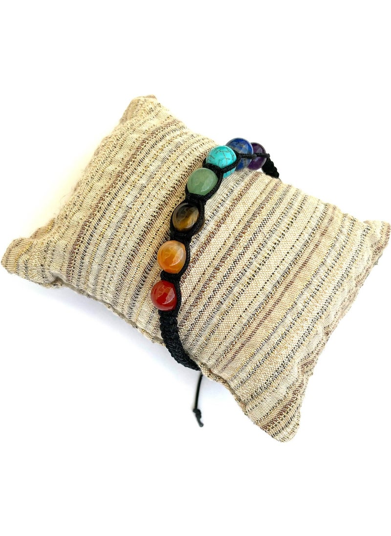 Tabby Design - Macrame Braided Natural Stone Chakra Bracelet - Image 1