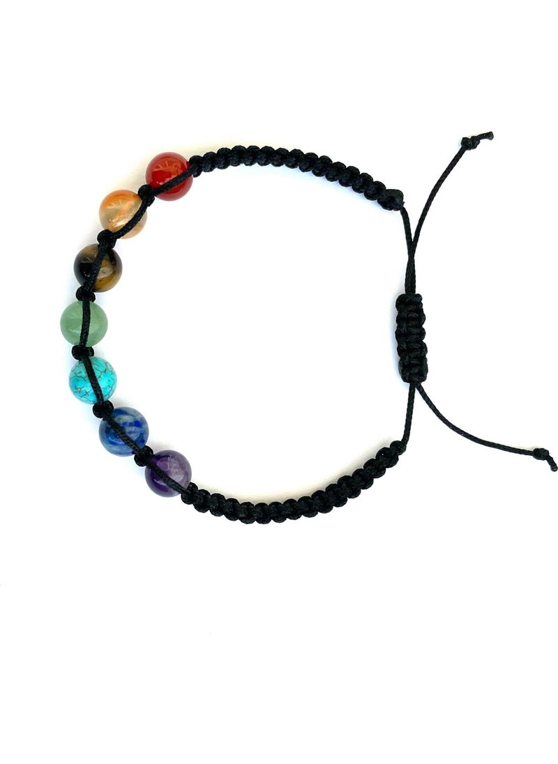 Tabby Design - Macrame Braided Natural Stone Chakra Bracelet - Image 1