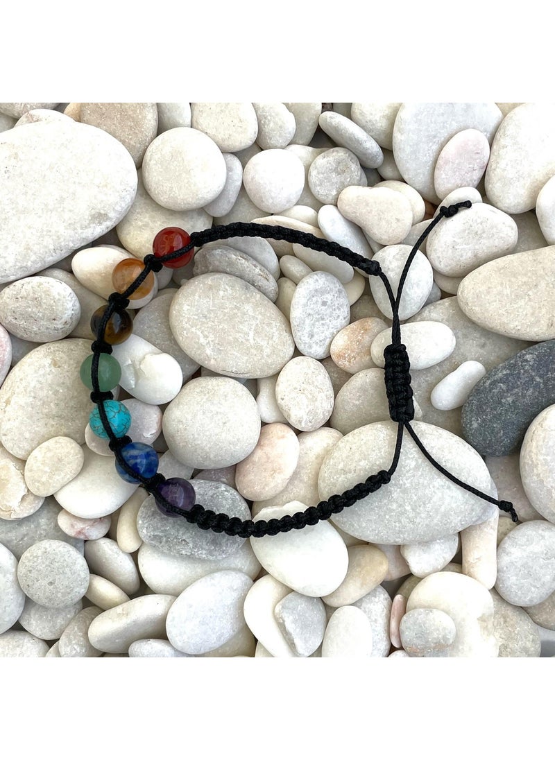 Tabby Design - Macrame Braided Natural Stone Chakra Bracelet - Image 1