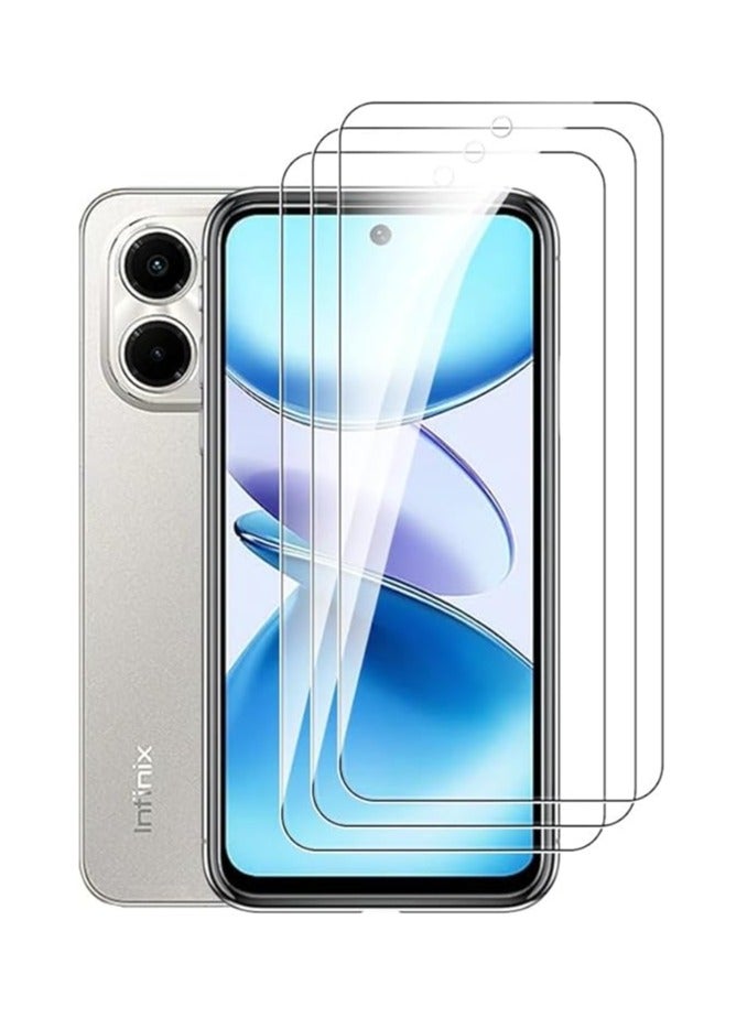طارة شاشة متوافقة مع Infinix Smart 9 و Smart 9 HD، مجموعة تحتوي على ٣ طوابع، مقاومة للخدش بسمك 9H، زجاج مقسى لا يترك فقاعات، طارة شفافة مقاس من تفاصيل عالية (HD) لحماية شاشة Infinix Smart 9 و Smart - Image 1