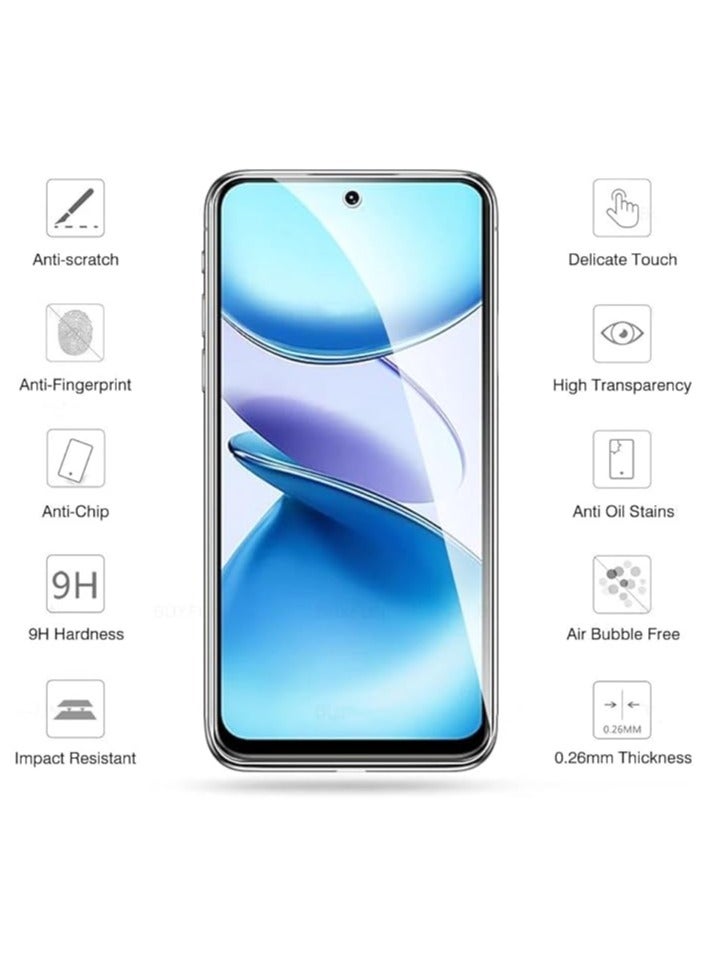 طارة شاشة متوافقة مع Infinix Smart 9 و Smart 9 HD، مجموعة تحتوي على ٣ طوابع، مقاومة للخدش بسمك 9H، زجاج مقسى لا يترك فقاعات، طارة شفافة مقاس من تفاصيل عالية (HD) لحماية شاشة Infinix Smart 9 و Smart - Image 2