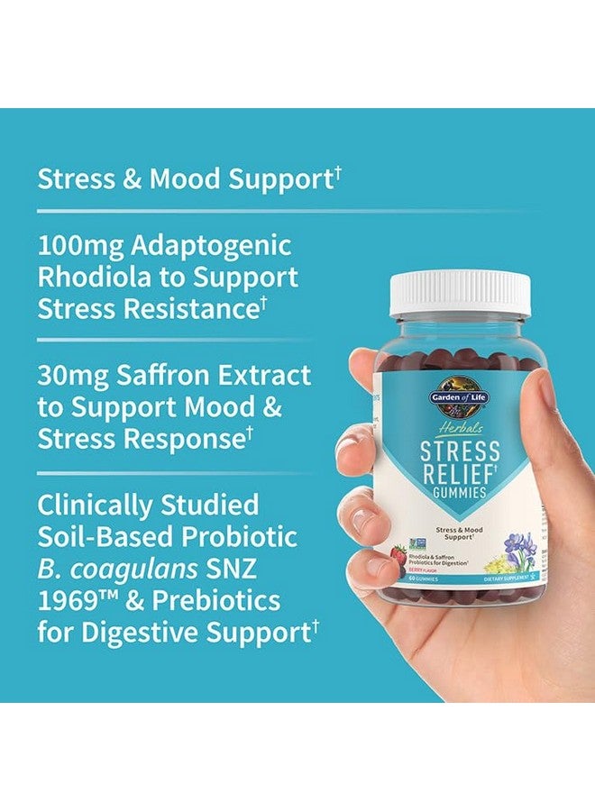 Garden of Life Herbals Stress Relief Gummy with Rhodiola & Saffron for Positive Mood & Stress Response Plus Prebiotics & Probiotics for Digestive Support - Non-GMO, Gluten-Free, Kosher, 30 Servings - Image 3