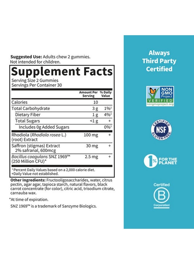 Garden of Life Herbals Stress Relief Gummy with Rhodiola & Saffron for Positive Mood & Stress Response Plus Prebiotics & Probiotics for Digestive Support - Non-GMO, Gluten-Free, Kosher, 30 Servings - Image 5
