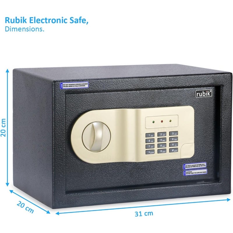 Small Safe Box with Digital Pin Code Keypad and Key Lock for Home Office Personal Use RB20AJ 20x31x20cm - Image 4