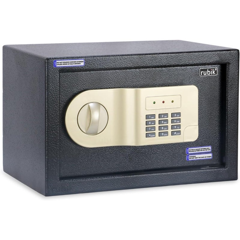Small Safe Box with Digital Pin Code Keypad and Key Lock for Home Office Personal Use RB20AJ 20x31x20cm - Image 1