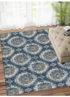 Status Contract Status Contract 3D Printed Perfect Rugs for Living Area | Rug and for Bedroom |Rug and for ining Table Rug Floor with Anti Slip Backing (3 x 5, Kashmiri Blue)  - Image 1