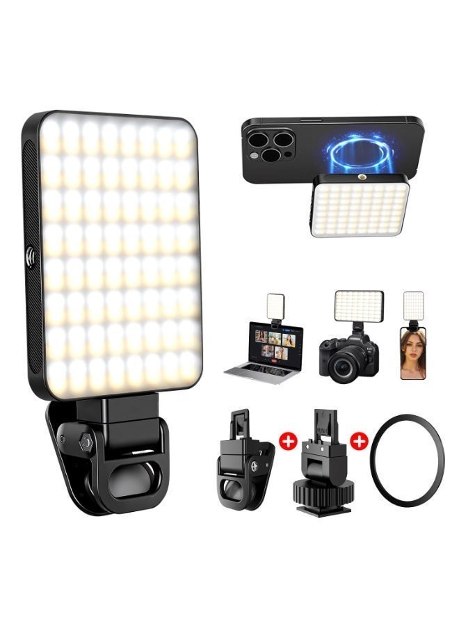 128 مصباح LED قابل للشحن، محمول، لتصوير الذات، إضاءة مؤتمرات فيديو مع محول مثبت وثلاثي القاعدة للكاميرا، 3 وضعيات إضاءة، لجهاز الكمبيوتر المحمول/الهاتف، كاميرا iPhone، يوتيوب، تيك توك، وثائق التجميل - Image 1