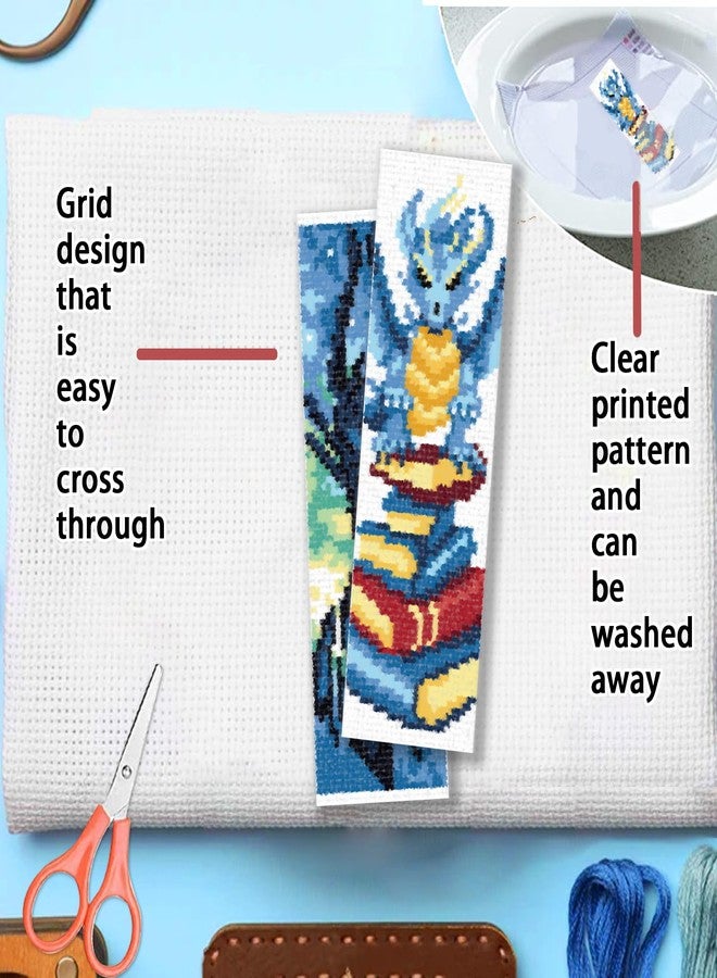 FREEBLOSS 6 Set Cross Stitch Bookmark Kit for Beginner Adults Dragon Stamped Embroidery Bookmark Kits Cross Stitch Kits with Instruction Bookmarks Making Kit for Book Lovers 8x2.4in/20x6cm - Image 3