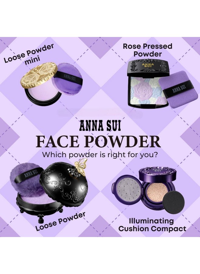 ANNA SUI ANNA SUI Loose Face Powder Case Only - Refill Sold Separately, Black Vanity Case with Butterfly Motif, Come with Purple Puff  - Image 2