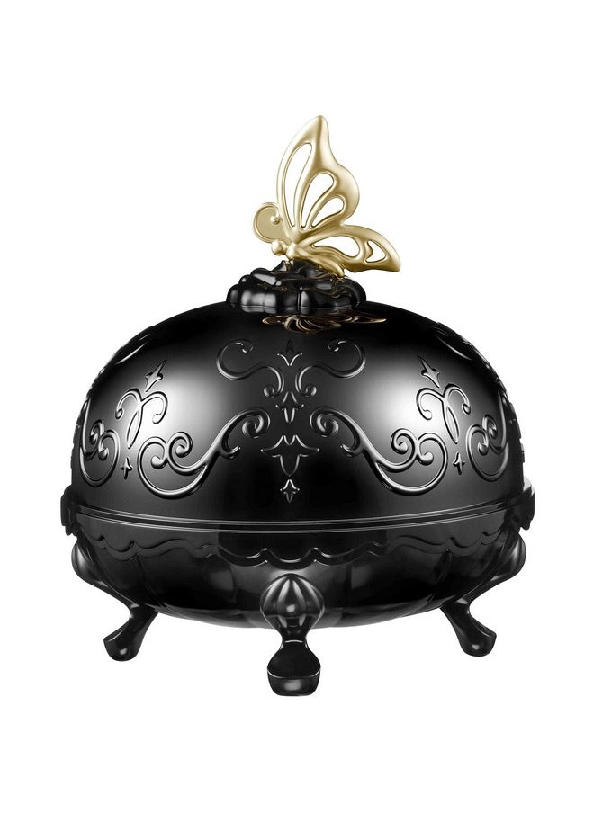 ANNA SUI ANNA SUI Loose Face Powder Case Only - Refill Sold Separately, Black Vanity Case with Butterfly Motif, Come with Purple Puff  - Image 1