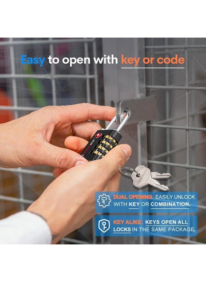 Forge Dual-Opening: Key or Combination Access Lock, TSA Approved Locks for Luggage, Pelican case, Travel, Gym, School, Stainless Steel Shackle. (Black 2 Pk) - Image 2