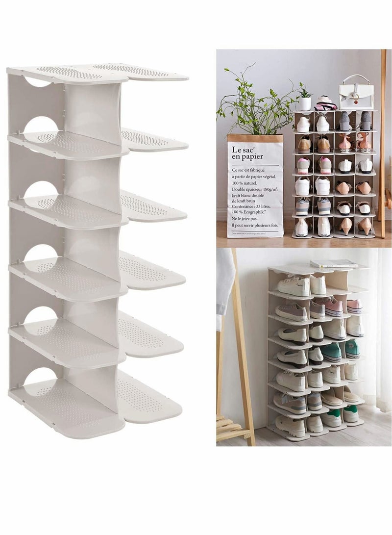 Excefore Shoe Rack 6-Tier Shoe Shelf Storage Organizer Adjustable Shoe Shelves Free-Standing Space Saving Shoes Storage for Entryway Hallway - Image 1