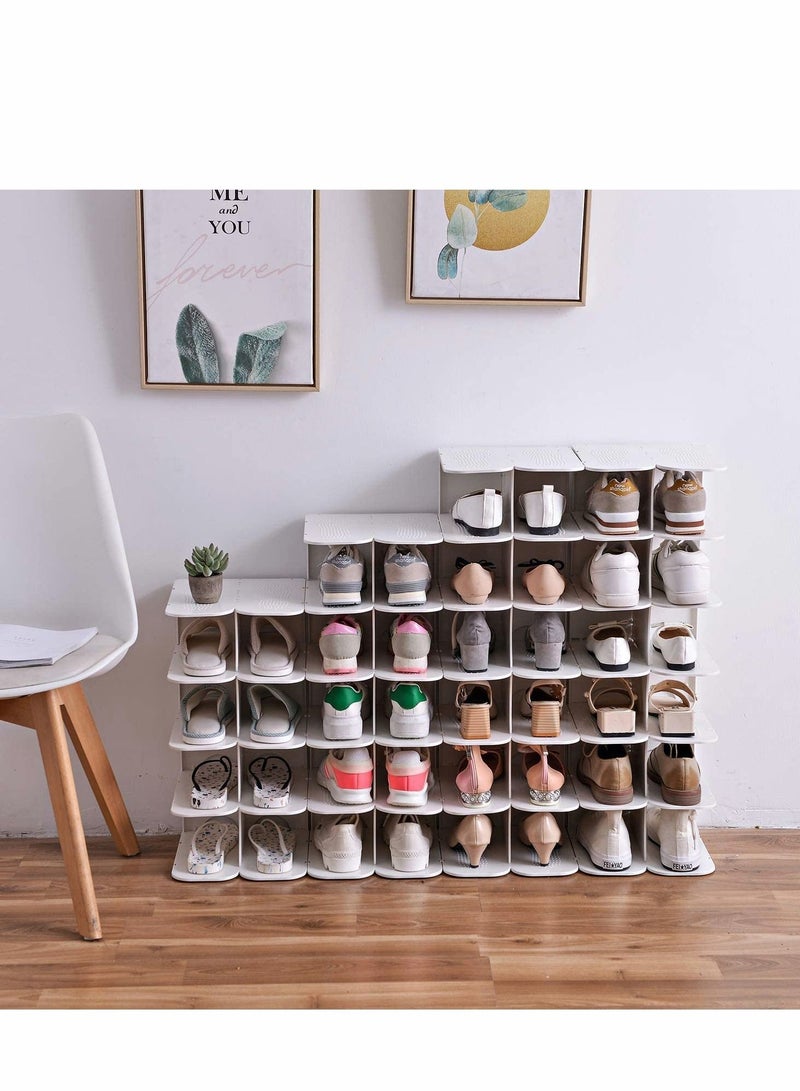 Excefore Shoe Rack 6-Tier Shoe Shelf Storage Organizer Adjustable Shoe Shelves Free-Standing Space Saving Shoes Storage for Entryway Hallway - Image 2