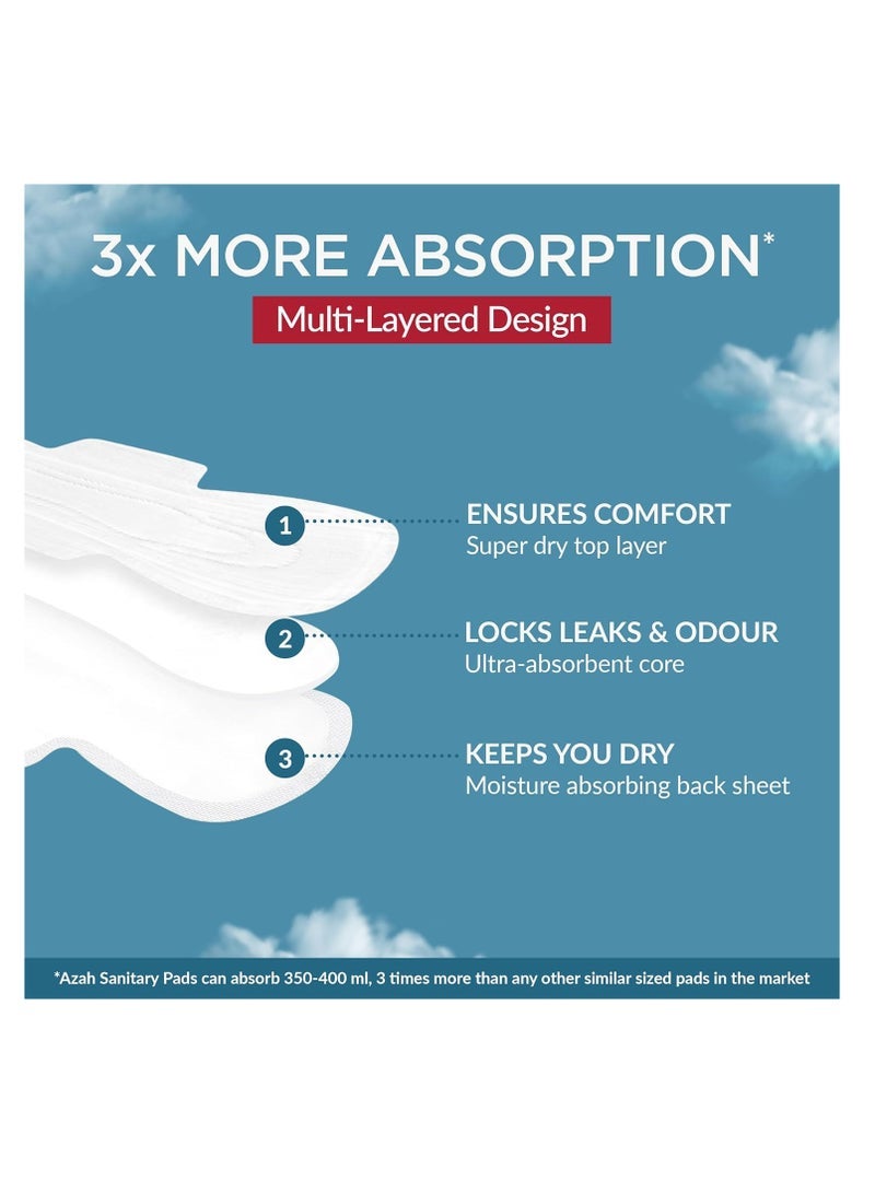 AZAH Sanitary Pads for Women Regular [Pack of 20] 100% Rash-Free sanitary napkins | 3x More Absorption, Cottony Soft and Dry Top Cover for heavy Flow | Toxin Free, Locks Odour, Leak-Proof - Image 3