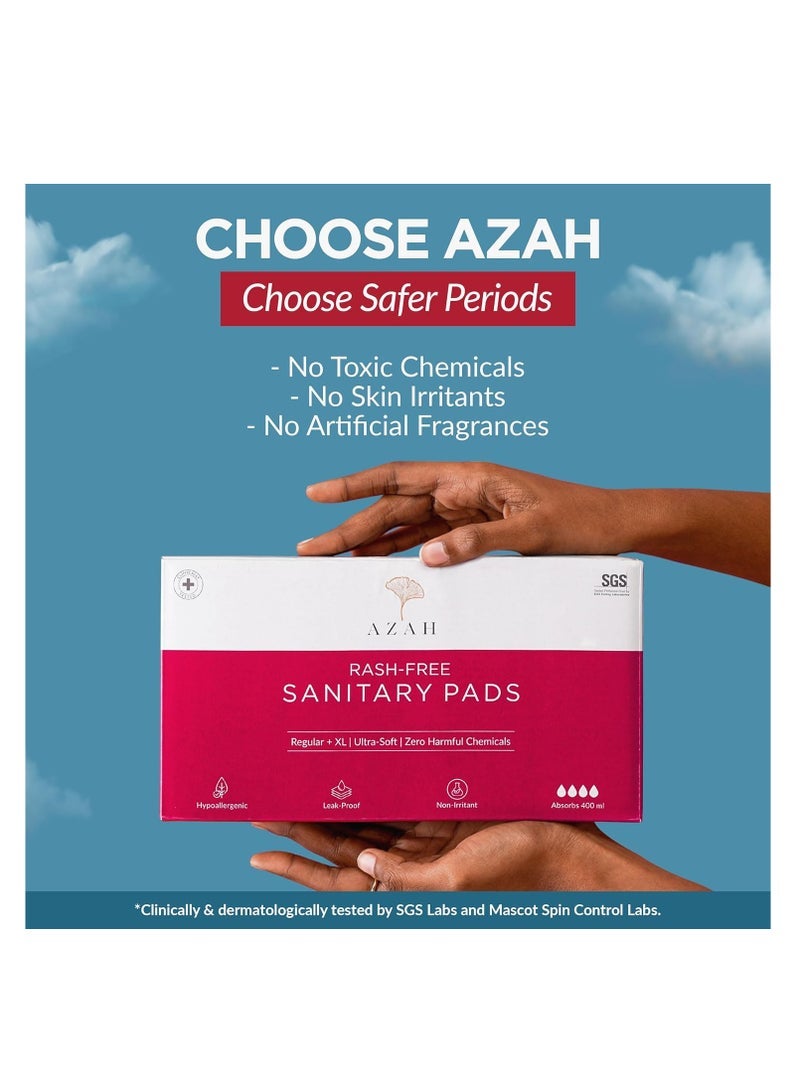 AZAH Sanitary Pads for Women Regular [Pack of 20] 100% Rash-Free sanitary napkins | 3x More Absorption, Cottony Soft and Dry Top Cover for heavy Flow | Toxin Free, Locks Odour, Leak-Proof - Image 5