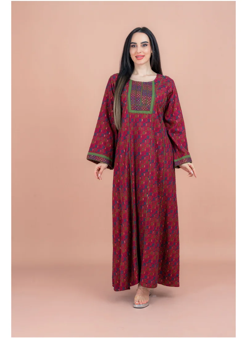 IKKXA Modern Embroidered Jalabiya IN092 Red