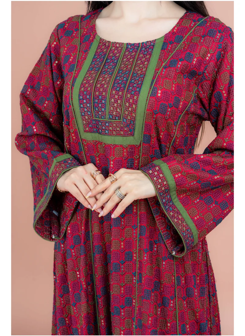 IKKXA Modern Embroidered Jalabiya IN092 Red