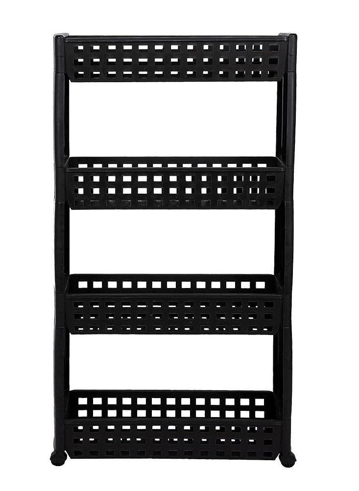 eBasket Organizer For Kitchen And Bathroom 4 Shelves Medium 55*13*104 cm-Black  - Image 2
