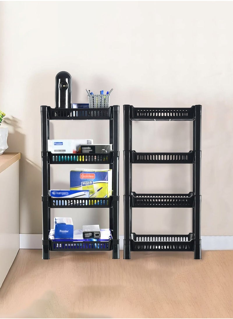 eBasket Organizer For Kitchen And Bathroom 4 Shelves Medium 55*13*104 cm-Black  - Image 3