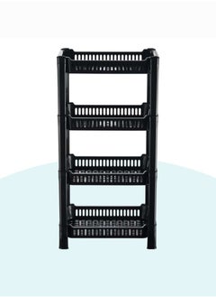 eBasket Organizer For Kitchen And Bathroom 4 Shelves BLACK Medium  - Image 1