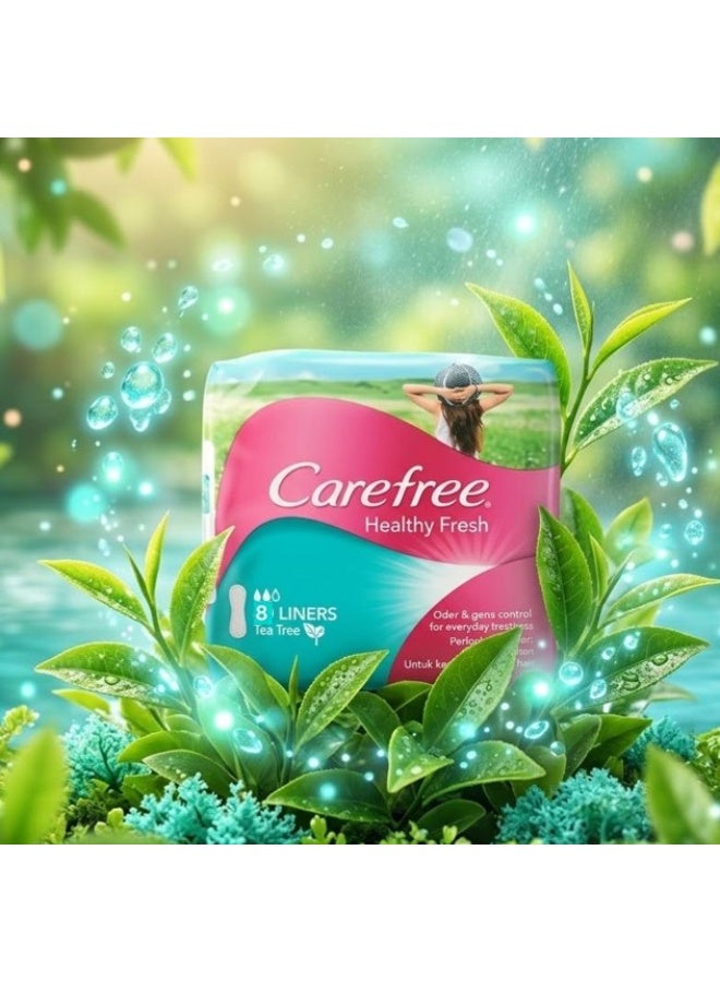 Carefree Healthy Fresh Tea Tree Panty Liners 8 Liners – Daily Feminine Hygiene, Freshness & Comfortable Protection - Image 1