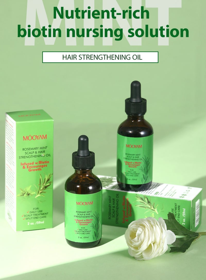 MOOYAM Rosemary Essential Oils Rosemary Oil for Hair Growth Serum, Pure Organic Rosemary Oil for Dry Damaged Hair and Growth, Hair Loss Scalp Treatment, Split End Care & Scalp & Strengthening Oil (59ml) - Image 2