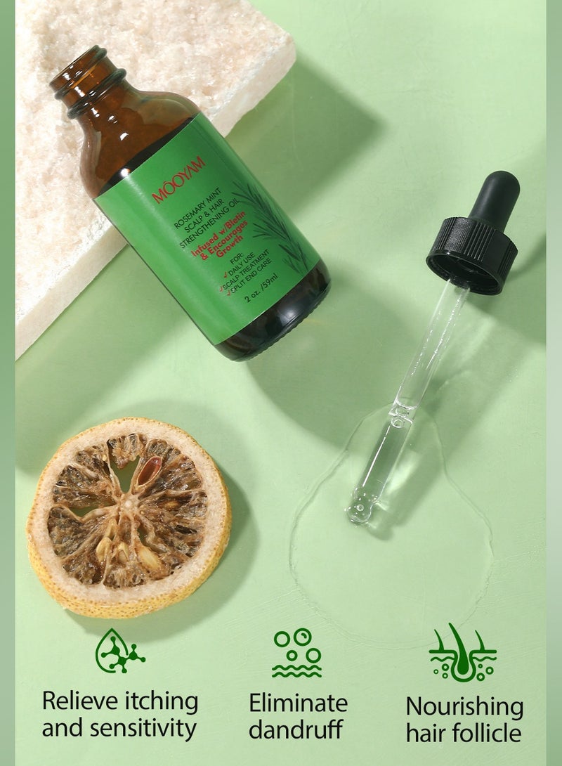 MOOYAM Rosemary Essential Oils Rosemary Oil for Hair Growth Serum, Pure Organic Rosemary Oil for Dry Damaged Hair and Growth, Hair Loss Scalp Treatment, Split End Care & Scalp & Strengthening Oil (59ml) - Image 3