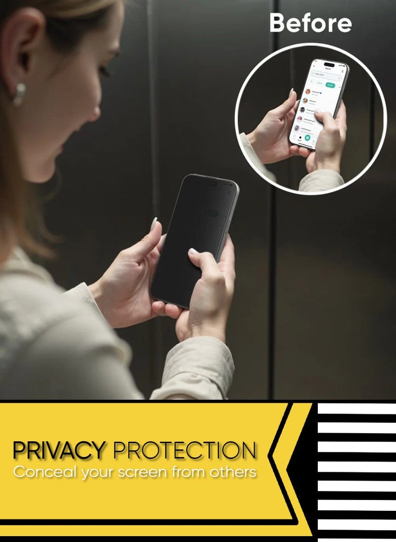 Raxoom 2 Pieces Tempered Dustproof Privacy Glass Screen Protector Compatible For iPhone 15 - Image 2