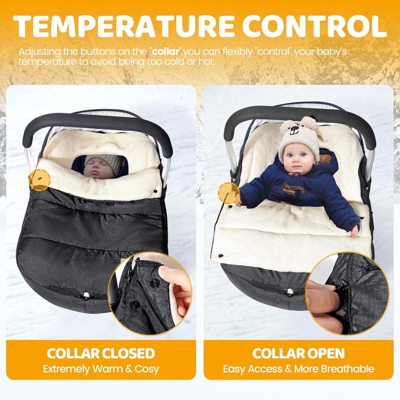 Orzbow Baby Car Seat Footmuff Bunting Bag - Dark Gray - Image 2