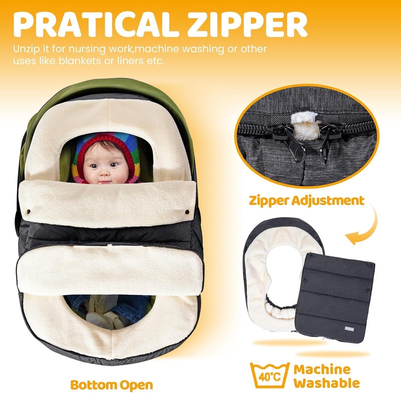 Orzbow Baby Car Seat Footmuff Bunting Bag - Dark Gray - Image 4