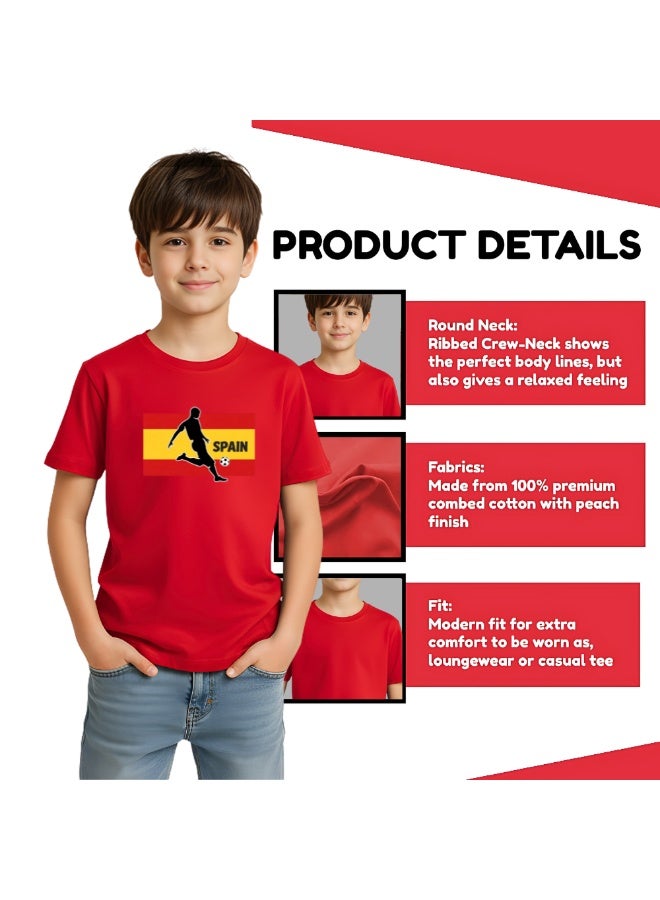 PRINTSHOP4ME Spain Unisex Kids T-Shirt - Short Sleeve Round Neck Cotton Tshirt for Boys and Girls - Soft and Comfortable - Gift for Young Football Fans - Image 5
