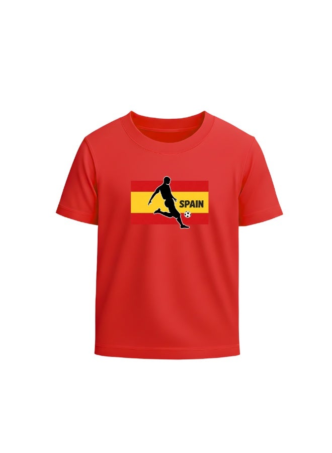 PRINTSHOP4ME Spain Unisex Kids T-Shirt - Short Sleeve Round Neck Cotton Tshirt for Boys and Girls - Soft and Comfortable - Gift for Young Football Fans - Image 1