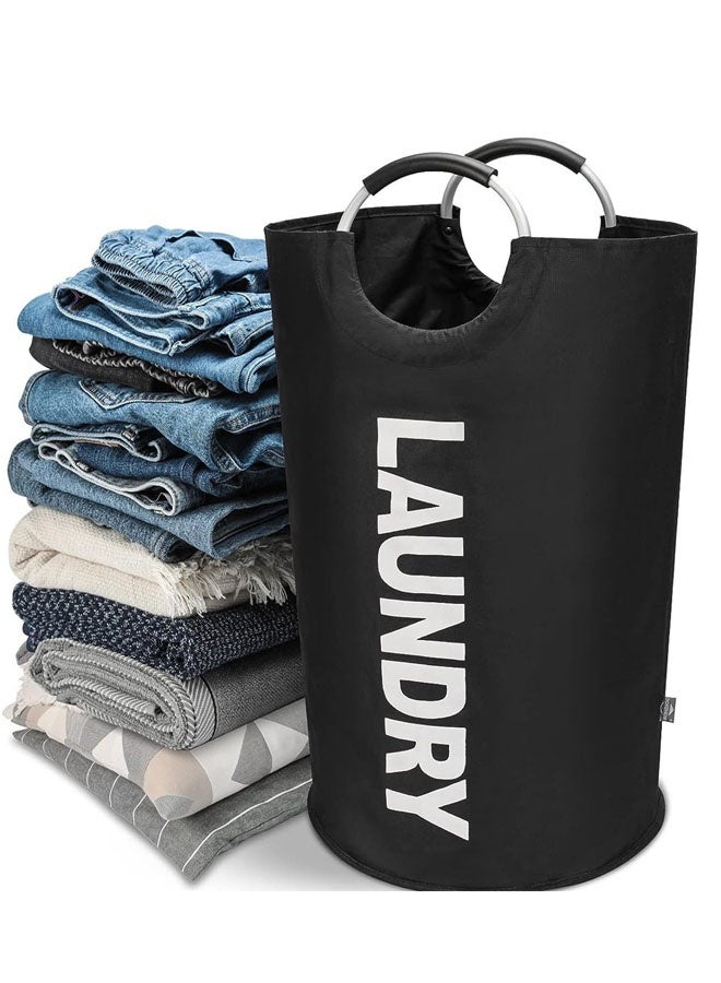 90L كبيرة قابلة للطي سلة غسيل أكسفورد مع مقابض الألومنيوم ، للأوساخ أو الملابس النظيفة لعب غرفة النوم حمام المطبخ - Image 1