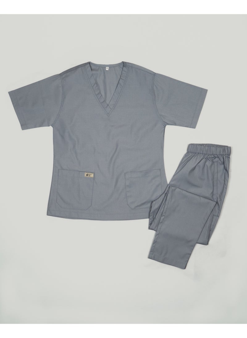 Nanny Tag V-Neck Scrub Suit | Premium Stretchable Medical Uniform with Utility Pockets - Image 1