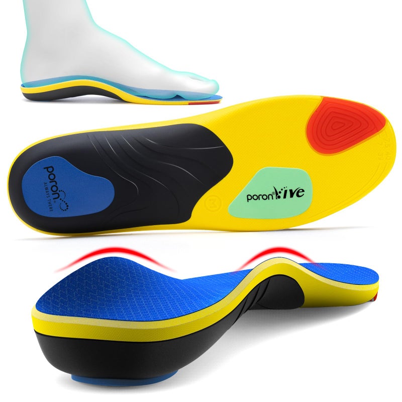 TANSTC Professional Sport Insoles with Medium Arch Support and Shock Absorption for Plantar Fasciitis and Flat Feet Pain Relief in Men and Women, Orthotics Shoe Insert, Breathable & Anti-Slip, Blue, XS - Image 1
