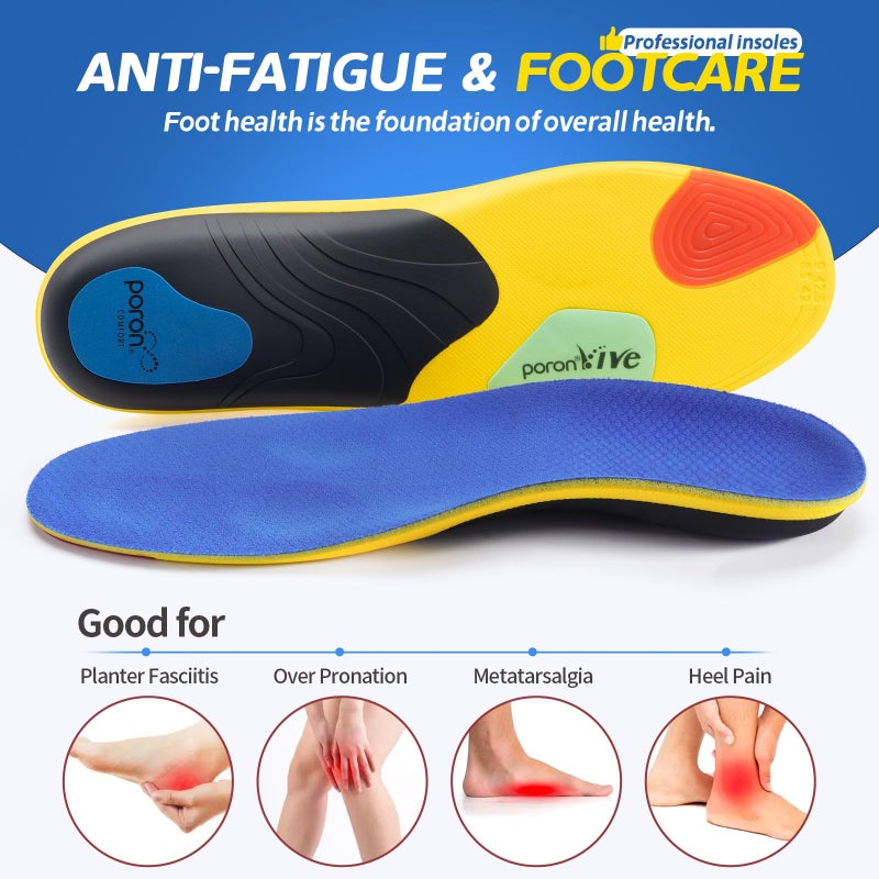 TANSTC Professional Sport Insoles with Medium Arch Support and Shock Absorption for Plantar Fasciitis and Flat Feet Pain Relief in Men and Women, Orthotics Shoe Insert, Breathable & Anti-Slip, Blue, XS - Image 4
