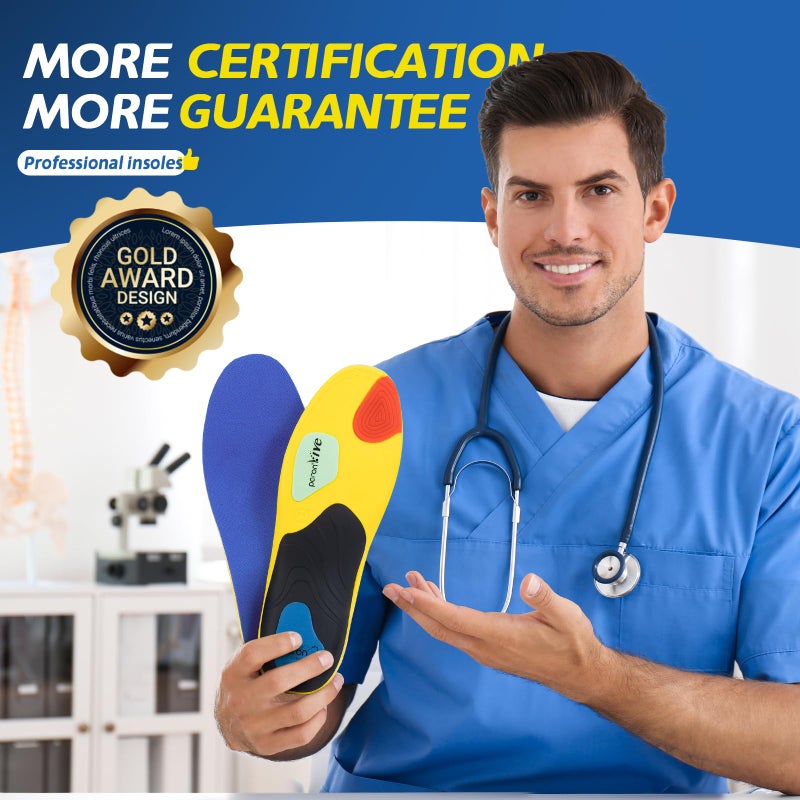 TANSTC Professional Sport Insoles with Medium Arch Support and Shock Absorption for Plantar Fasciitis and Flat Feet Pain Relief in Men and Women, Orthotics Shoe Insert, Breathable & Anti-Slip, Blue, XS - Image 5