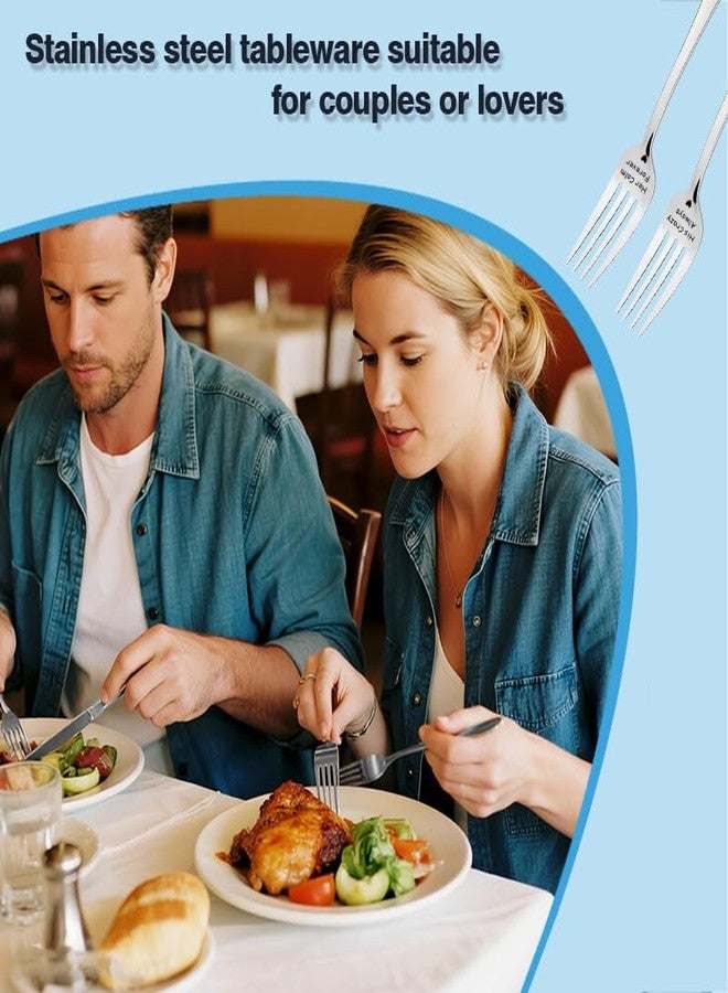 yaozeio Wedding Anniversary Fork for Husband Wife Valentine's Day Wedding Gifts for Bride Groom Christmas Birthday Gifts for Couples Him Her Matching Newlyweds Honeymoon Gift Encouragement Forks for 2 - Image 4