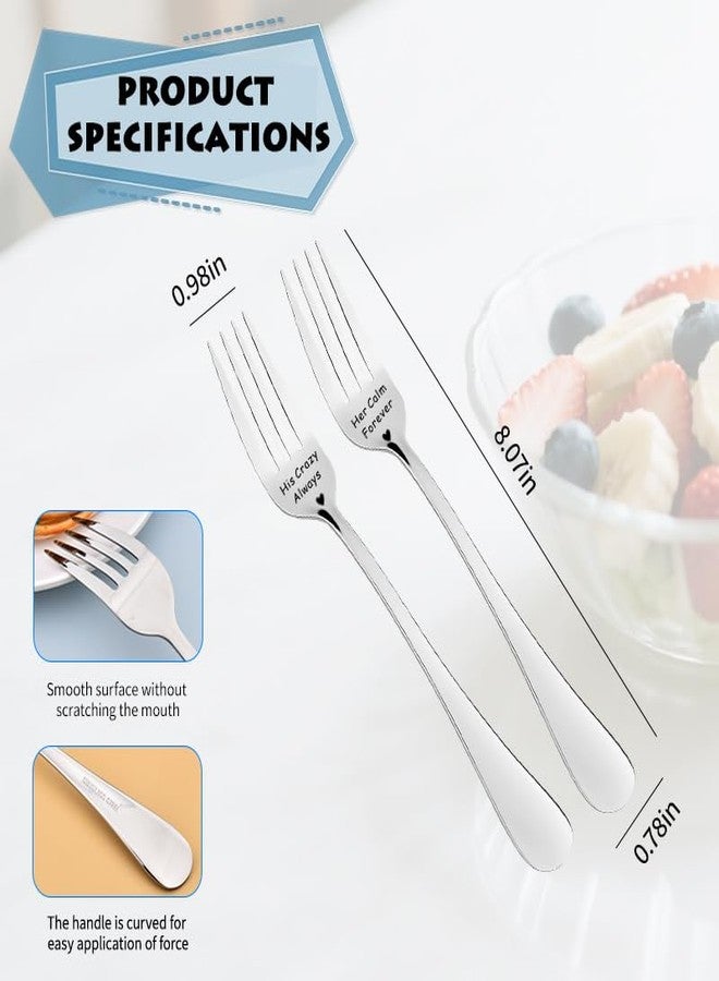 yaozeio Wedding Anniversary Fork for Husband Wife Valentine's Day Wedding Gifts for Bride Groom Christmas Birthday Gifts for Couples Him Her Matching Newlyweds Honeymoon Gift Encouragement Forks for 2 - Image 2
