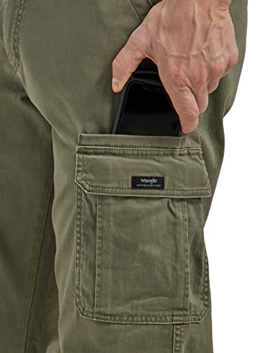 Wrangler Authentics Men's Relaxed Fit Stretch Cargo Pant, Olive, 34W x 32L - Image 3