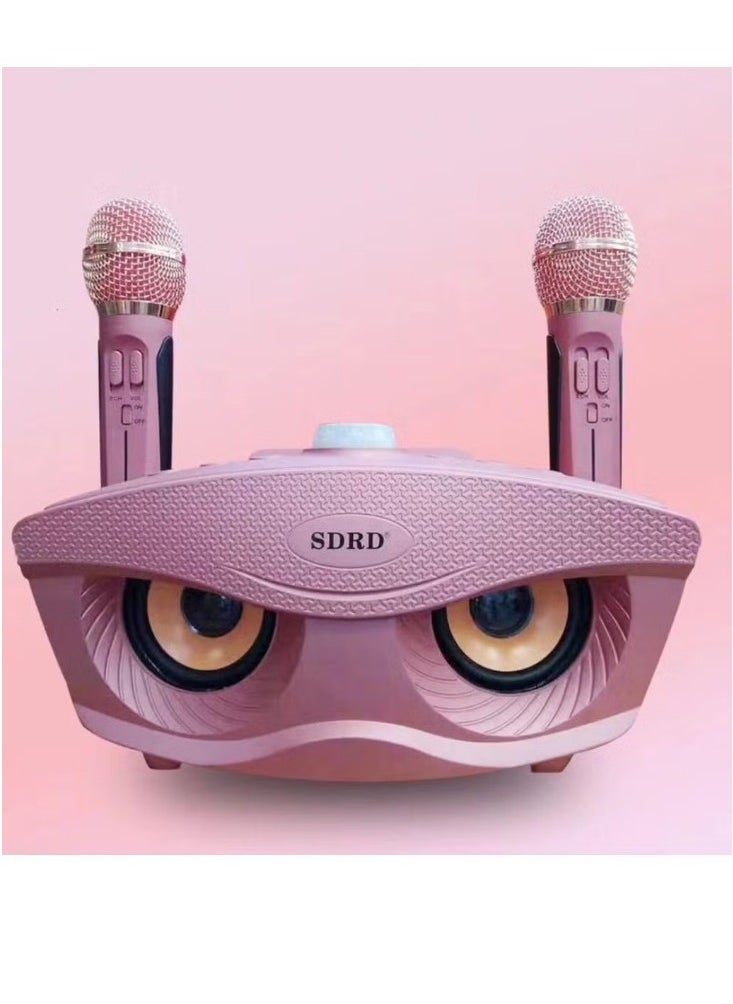 SDRD Karaoke Machine Portable Speaker Bluetooth Karaoke Speaker With Dual Wireless Mic For Kids And Adults Wireless Speaker For Indoor And Outdoor Party And Birthday Bluetooth Speaker SD-306 Rose Gold 