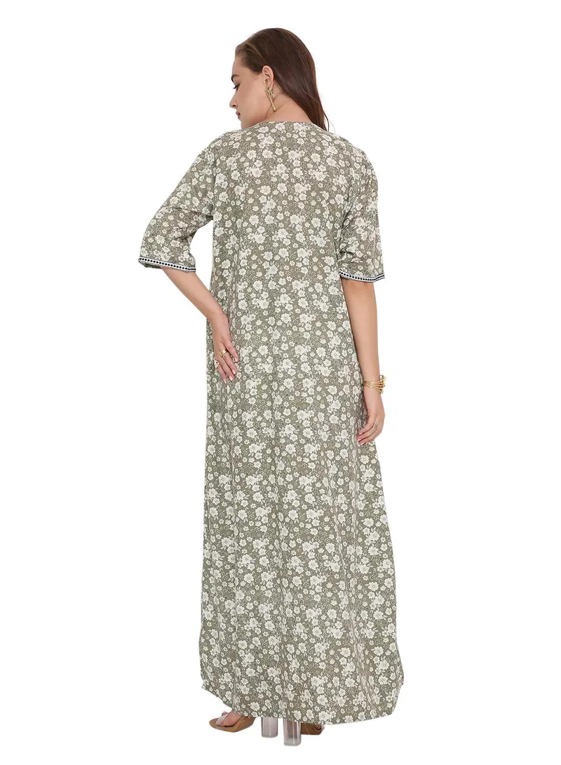 HANA & SARA SHORT SLEEVE CLASSY PRINTED LONG ARABIC FARASHA KAFTAN JALABIYA DRESSES