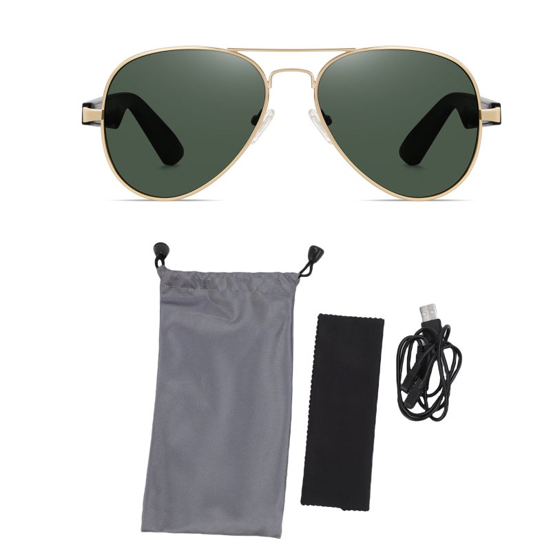 Smart Bluetooth Sunglasses: Gold Open-Ear Audio Glasses - BT 5.4 Connectivity Ergonomic All-Day Comfort for Driving Workouts Daily Commutes Travel - Image 2
