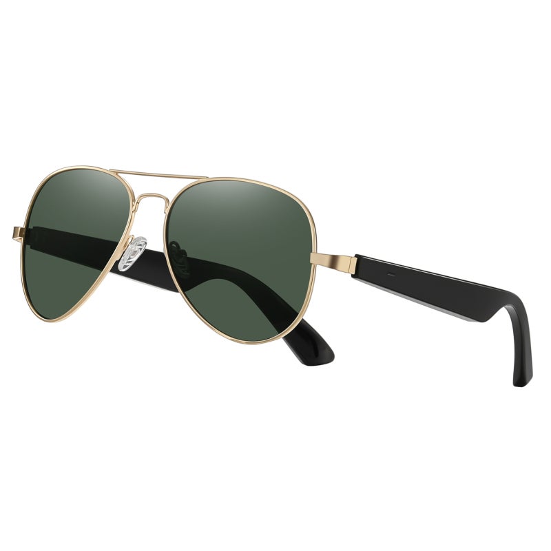 Smart Bluetooth Sunglasses: Gold Open-Ear Audio Glasses - BT 5.4 Connectivity Ergonomic All-Day Comfort for Driving Workouts Daily Commutes Travel - Image 1