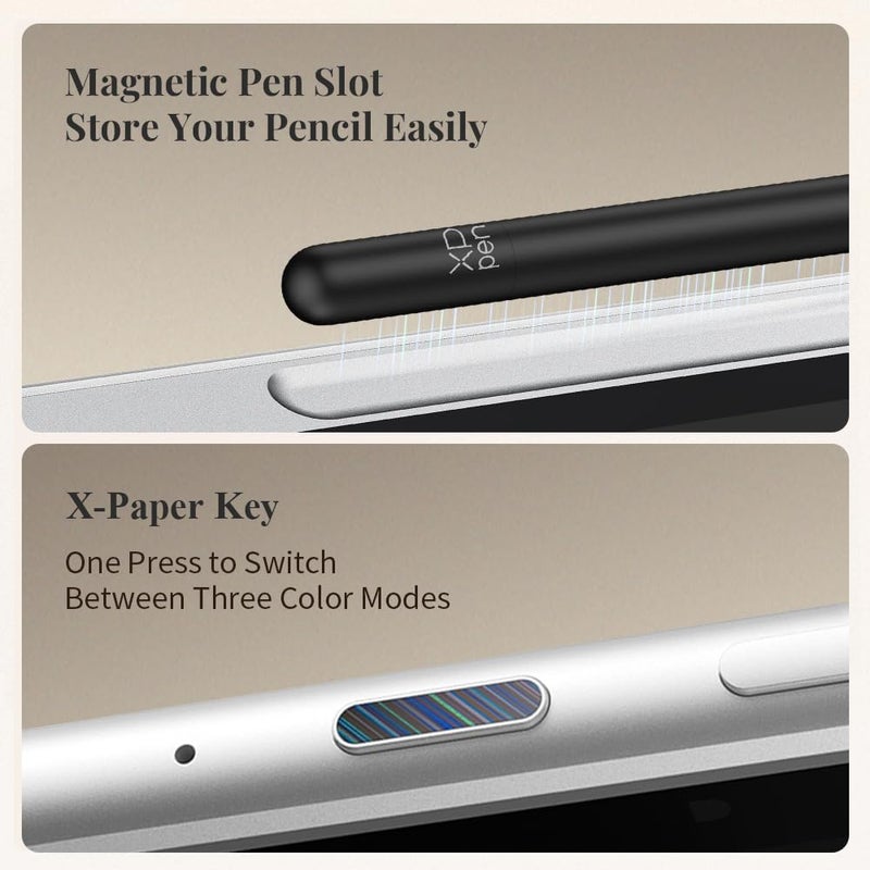 دفتر ملاحظات XPPen Magic Note Pad بشاشة ملونة بحجم 10.9 بوصة، معدل تحديث 90 هرتز، 16.7 مليون لون، يدعم 16 مستوى من ضغط القلم، مثالي لتدوين الملاحظات الفورية، القراءة، وتعليقات على المستندات. - Image 3