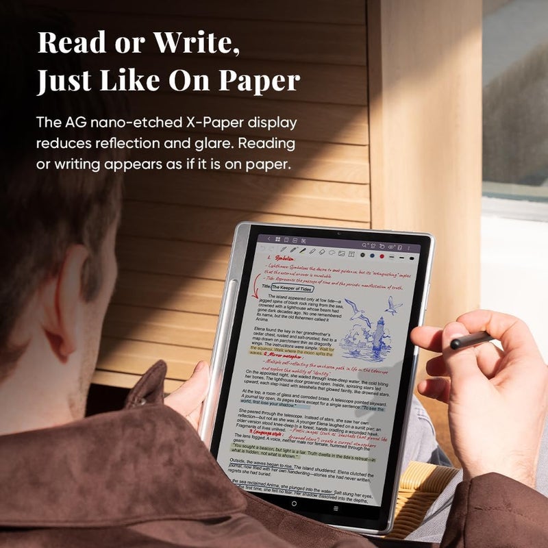 دفتر ملاحظات XPPen Magic Note Pad بشاشة ملونة بحجم 10.9 بوصة، معدل تحديث 90 هرتز، 16.7 مليون لون، يدعم 16 مستوى من ضغط القلم، مثالي لتدوين الملاحظات الفورية، القراءة، وتعليقات على المستندات. - Image 4