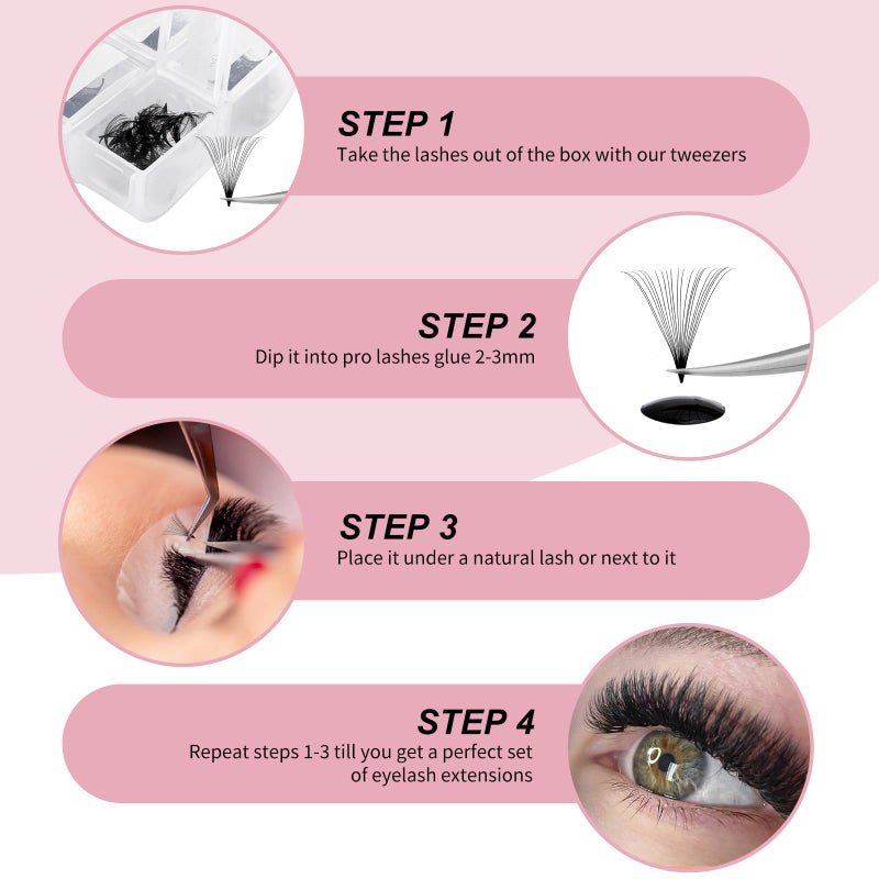 FADLASH Lash Extension FADLASH 20D Premade Fans Eyelash Extensions 600pcs Pre Made Fans Lash Extensions Premade Lash Fans Volume Lash Extensions D Curl Eyelash Extension Premade Fans (20D-0.07D-14-20mm) - Image 5